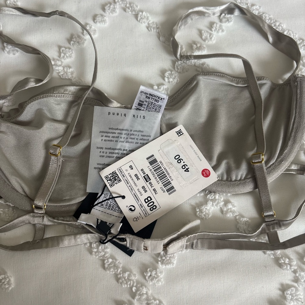 Zara Metallic Gray Satin Bra - Picture 3 of 4